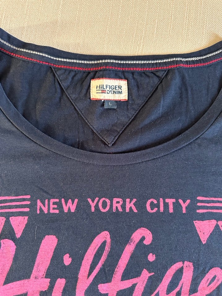 Tommy Hilfiger Lacivert Baskılı Denim Tişört - Görsel 3