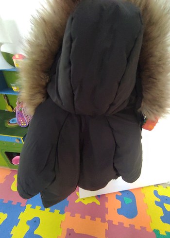 4 Yaş Beden Kahverengi Kürklü Unisex Çocuk Mont 3-4 Yaş