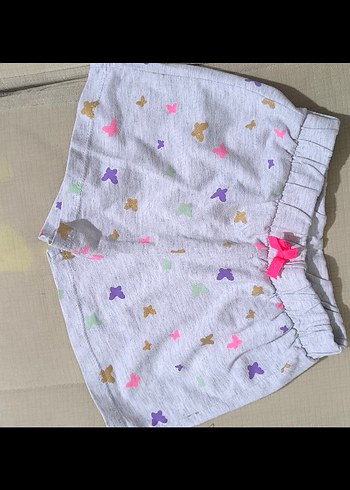 Kız Çocuk Gri Bağcıklı ve Turuncu Lastikli Şort - Görsel 3