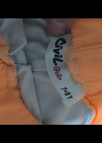 Kız Çocuk Gri Bağcıklı ve Turuncu Lastikli Şort - Görsel 5