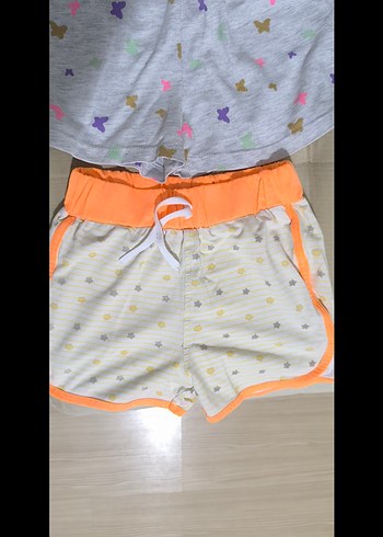 Kız Çocuk Gri Bağcıklı ve Turuncu Lastikli Şort - Görsel 4