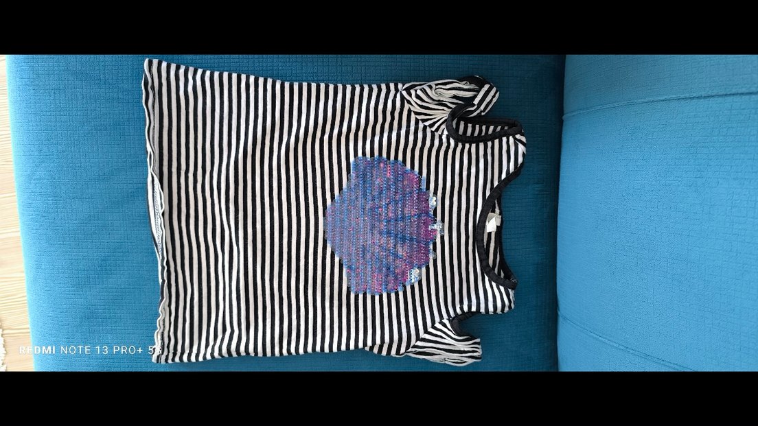 Kız Çocuk Çizgili Düğmeli Kısa Kollu Tişört - Görsel 2