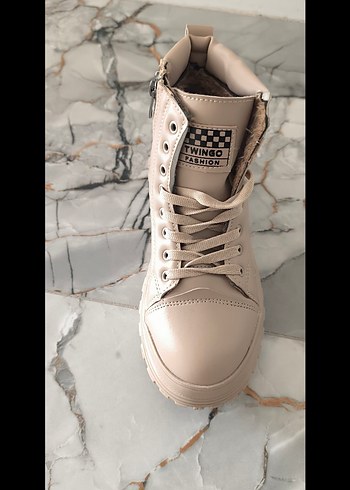 Bej Kadın Dolgu Topuklu Sokak Stili Bot - Görsel 8