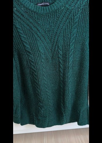 Kadın Yeşil Örgü Salaş Triko Kazak - Görsel 4