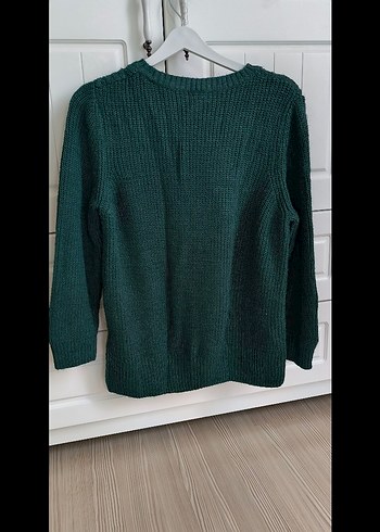 Kadın Yeşil Örgü Salaş Triko Kazak - Görsel 7