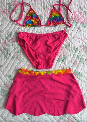 Renkli Üç Parça Kız Bikini Takımı