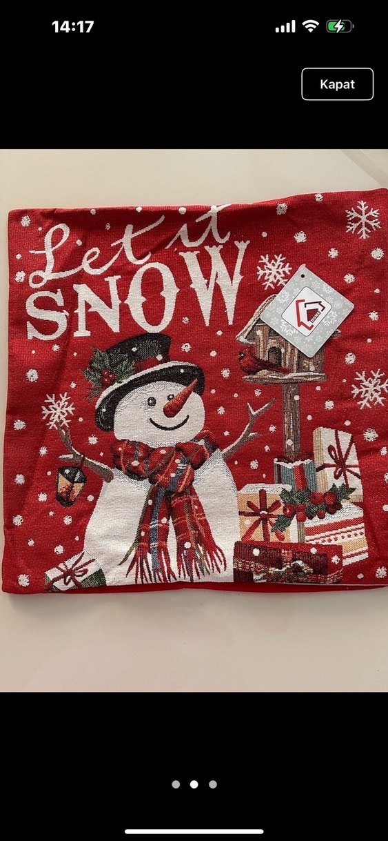 Kırmızı Kar yılbaşı Dekoratif Yastık Kılıfı - Görsel 2