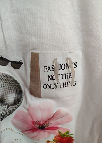 Beyaz Kız Çocuk Baskılı Kısa Kollu Tişört PINTEREST T SHIRT - Görsel 2