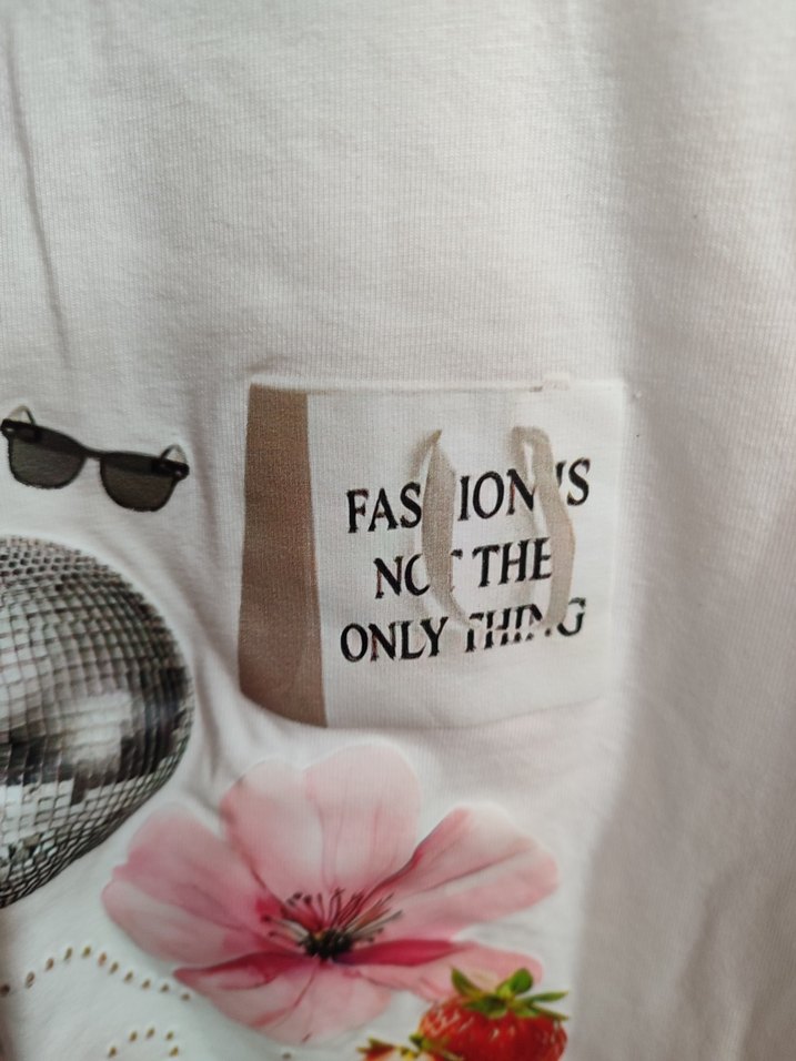 Beyaz Kız Çocuk Baskılı Kısa Kollu Tişört PINTEREST T SHIRT - Görsel 2