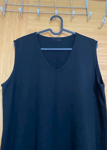 Siyah V Yaka Kolsuz bluz tişört büyük beden - Görsel 2