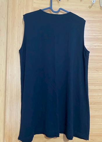 Siyah V Yaka Kolsuz bluz tişört büyük beden - Görsel 3