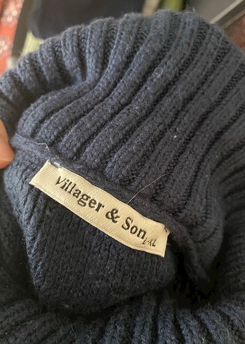 Lacivert, Çizgili Yüksek Yakalı Kadın Kazak büyük beden - Görsel 5