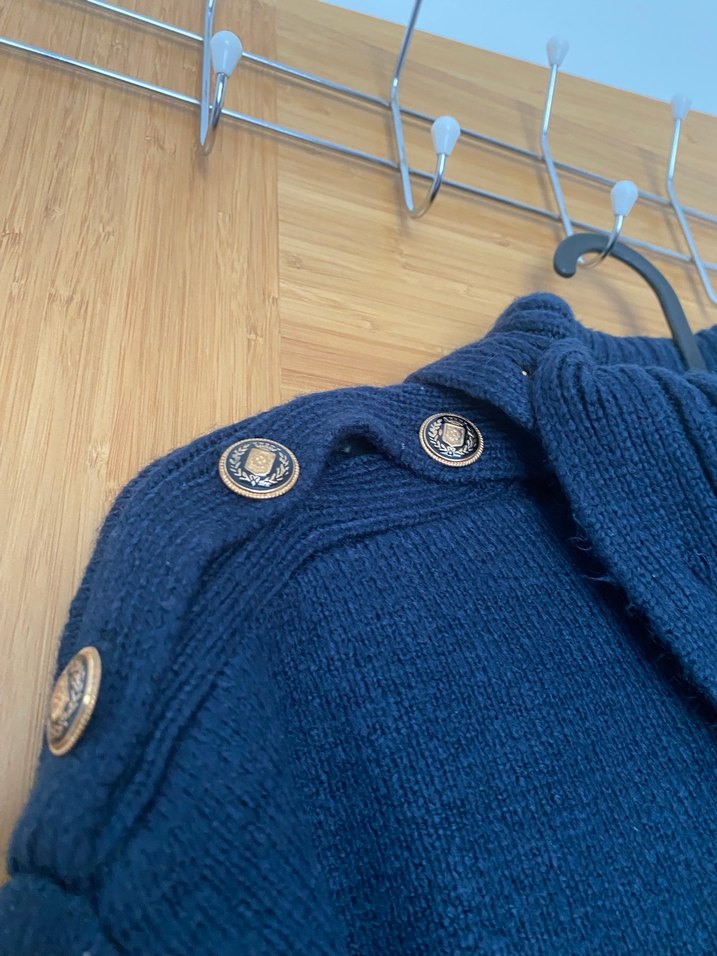 Lacivert, Çizgili Yüksek Yakalı Kadın Kazak büyük beden - Görsel 2