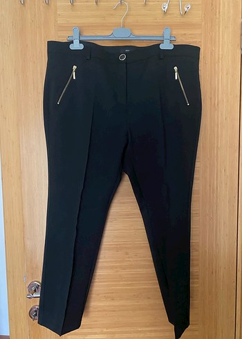 Siyah Fermuarlı Ofis Kadın Kumaş Pantolon büyük beden - Görsel 6