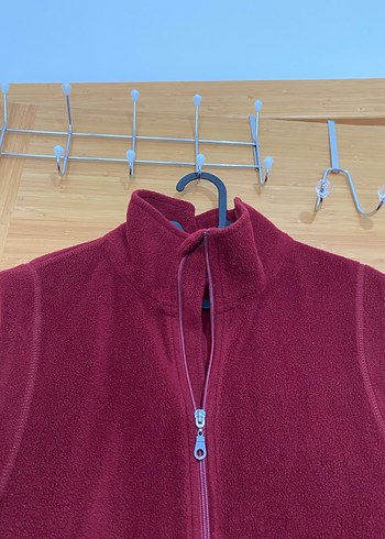 Bordo Kadın Fermuarlı Yumuşak Kolsuz Yelek - Görsel 5