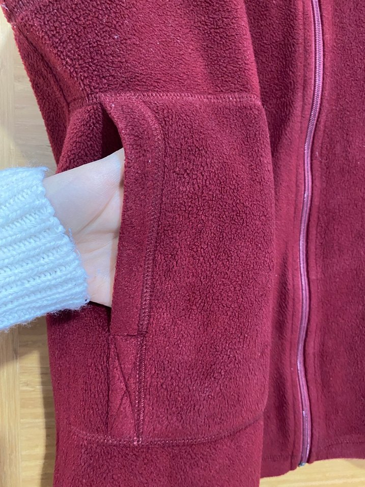 Bordo Kadın Fermuarlı Yumuşak Kolsuz Yelek - Görsel 3