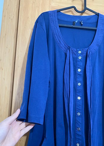 Düğmeli Lacivert büyük beden - Görsel 5