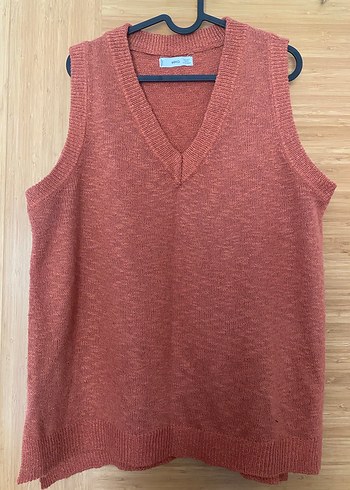 V Yaka kiremit Triko Süveter - Görsel 2