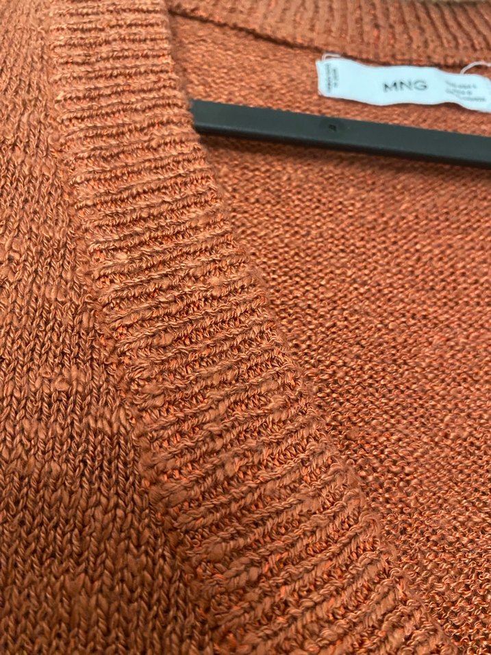 V Yaka kiremit Triko Süveter - Görsel 4