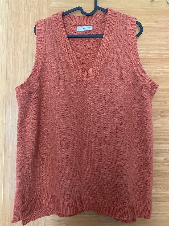 V Yaka kiremit Triko Süveter - Görsel 2