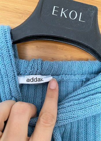 Mavi Fitilli Örgü Kadın Kazak - Görsel 5