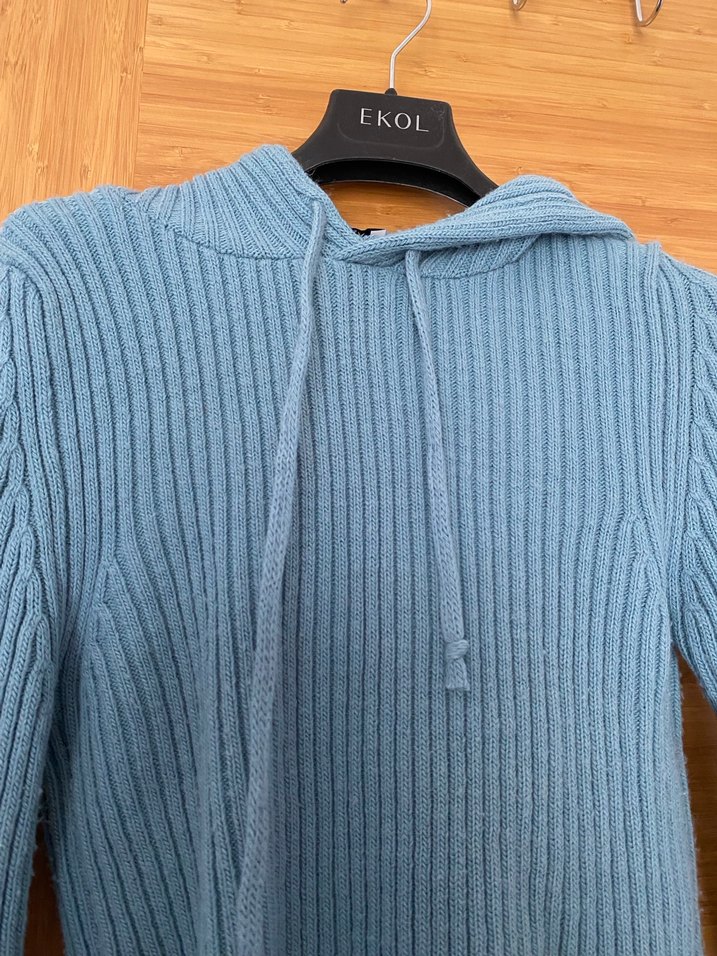 Mavi Fitilli Örgü Kadın Kazak - Görsel 3