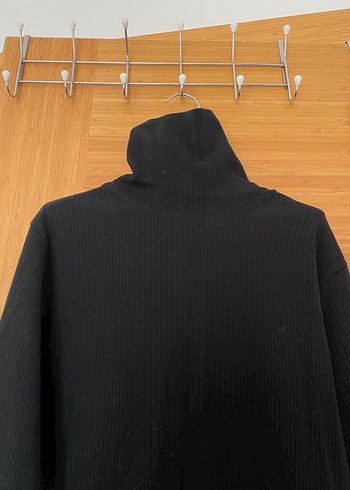 Kadın Siyah Yüksek Yaka Düğmeli body - Görsel 2