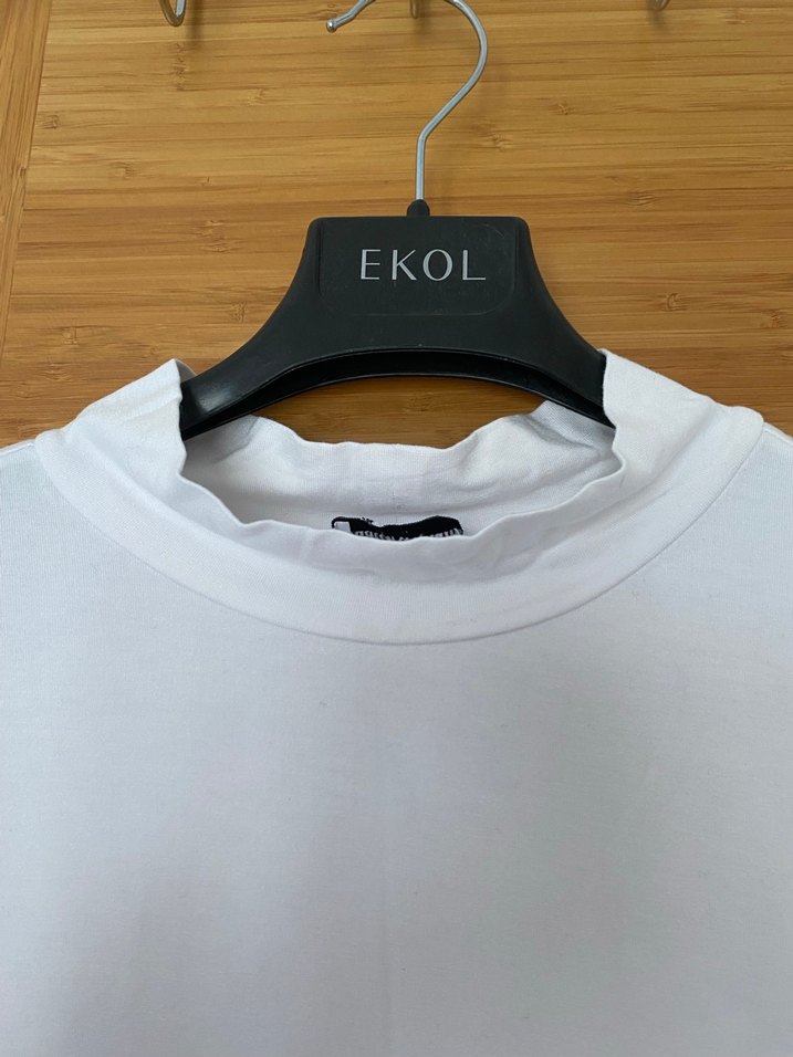 EKOL Beyaz Uzun Kollu Kadın Tişört büyük beden - Görsel 5