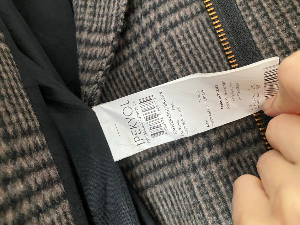 Ekose Desenli kahverengi Midi Kadın Yün Kaban - Görsel 5