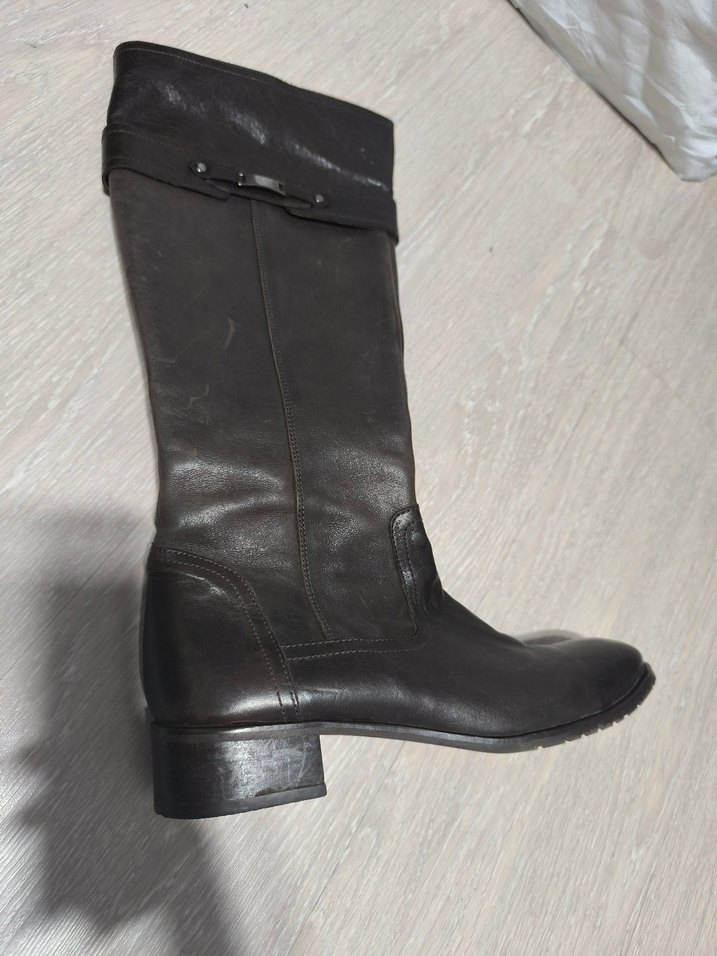 Kahverengi Deri Tokalı Dizüstü Çizme - Görsel 2