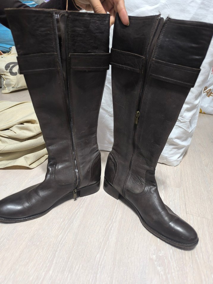 Kahverengi Deri Tokalı Dizüstü Çizme - Görsel 3