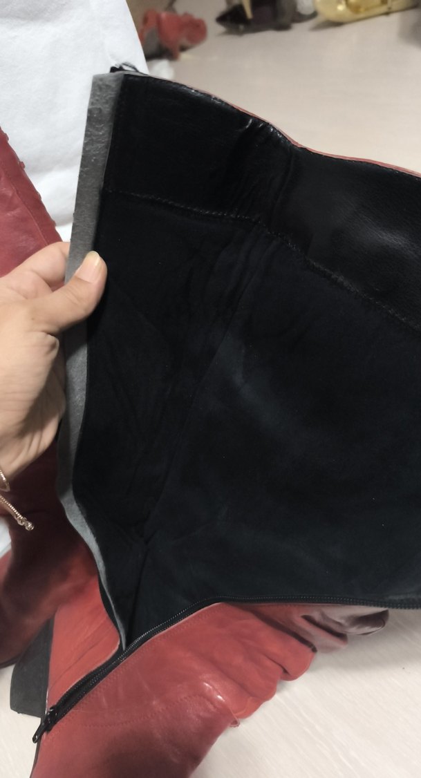 Kırmızı Deri Tokalı Dizüstü Kadın Çizme - Görsel 4