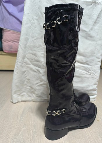 Mürdüm Rugan Kadın Dizüstü Çizme - Görsel 2