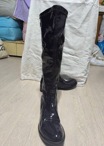 Mürdüm Rugan Kadın Dizüstü Çizme - Görsel 3