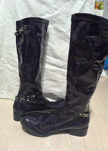 Mürdüm Rugan Kadın Dizüstü Çizme - Görsel 4