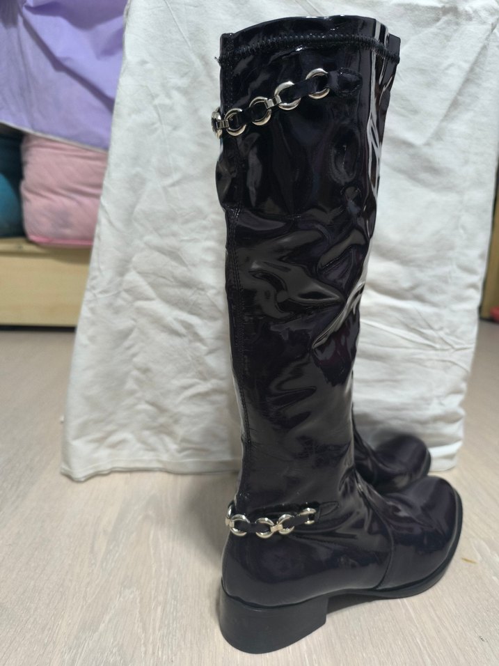 Mürdüm Rugan Kadın Dizüstü Çizme - Görsel 2