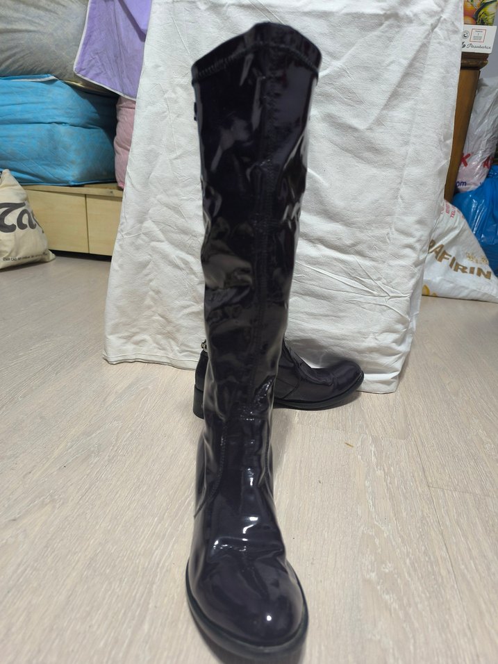 Mürdüm Rugan Kadın Dizüstü Çizme - Görsel 3