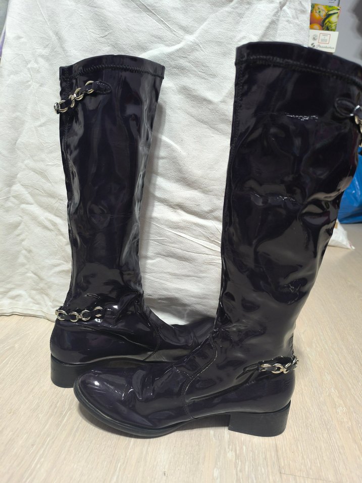 Mürdüm Rugan Kadın Dizüstü Çizme - Görsel 4