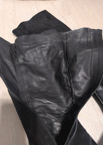 Siyah Süet Dizüstü Topuklu Çizme - Görsel 5