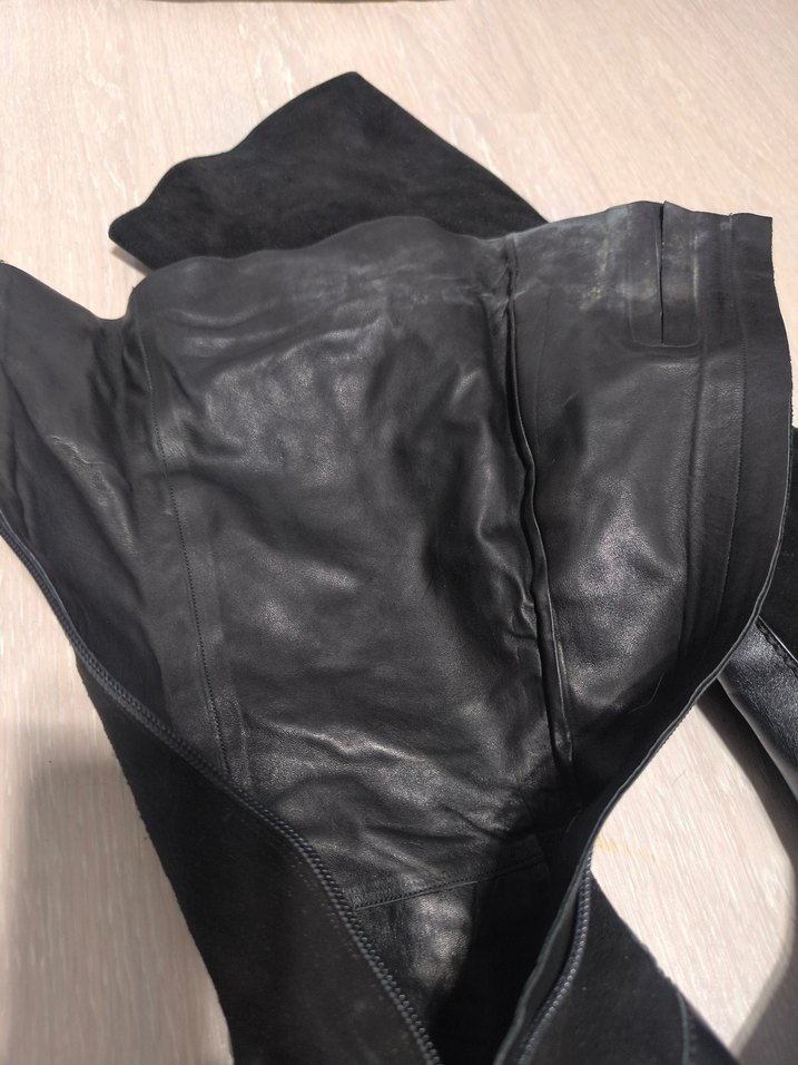 Siyah Süet Dizüstü Topuklu Çizme - Görsel 5