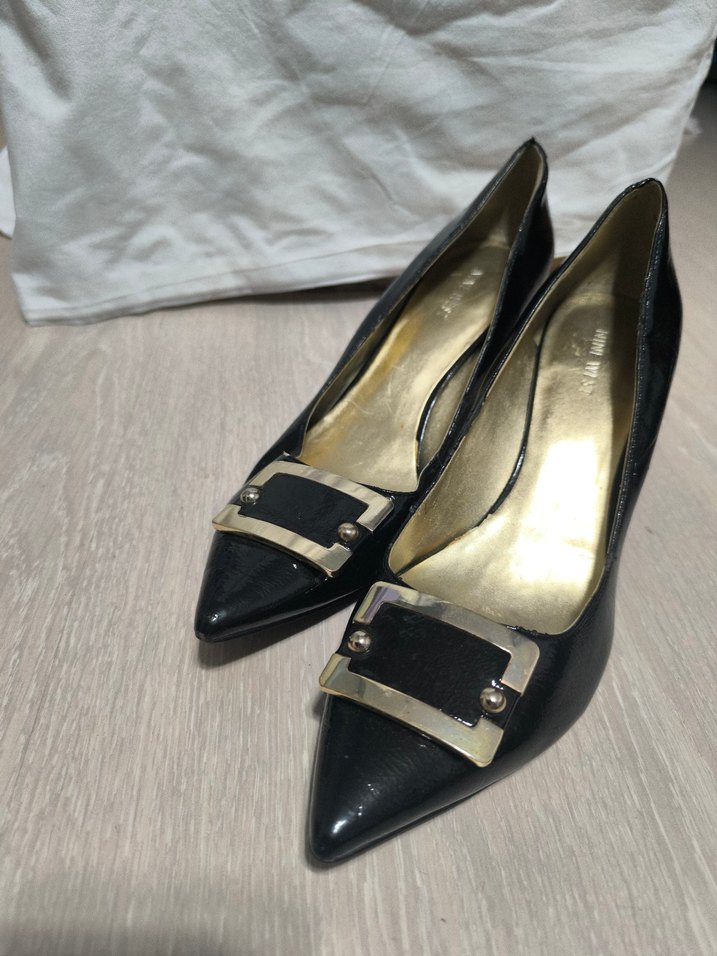 Klasik Siyah Yılan Desenli Tokalı Stiletto - Görsel 3