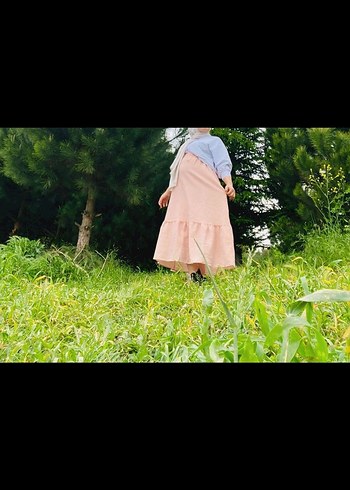 Pembe Bohem Uzun Pamuklu Etek - Görsel 3