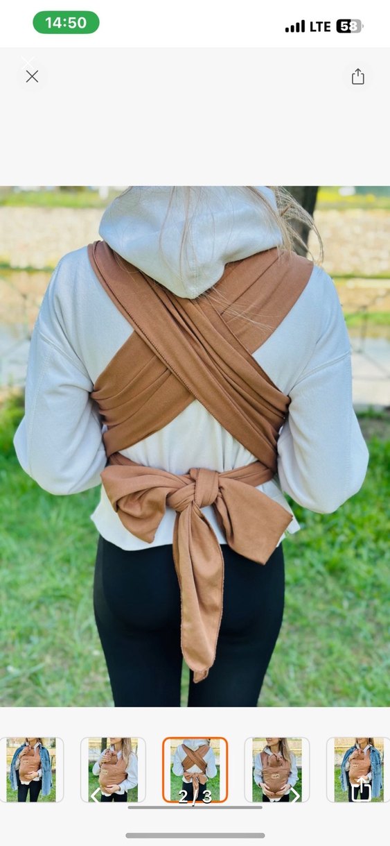 Bej Bebek Kanguru Sling - Görsel 2