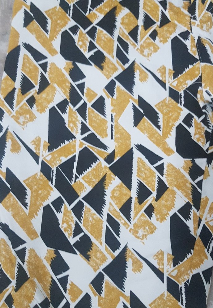 Desenli Sarı siyahi Kemerli Kadın Kumaş Pantolon - Görsel 4