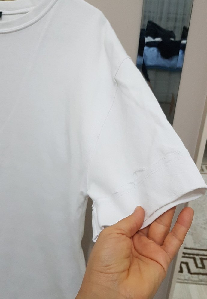 Beyaz Pamuklu Oversize Tişört elbise - Görsel 3