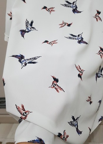 Beyaz Baskılı Kadın Bluz - Görsel 4