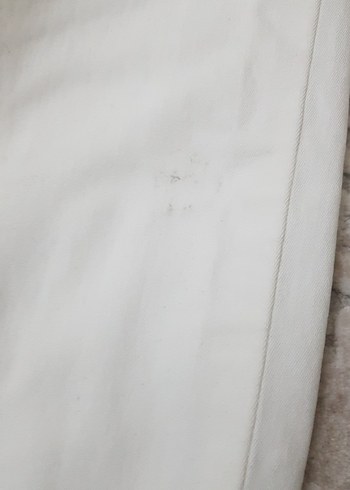 Beyaz Pamuklu Kadın likrali Pantolon - Görsel 4