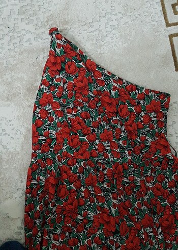 Kırmızı Desenli Bohem Uzun Elbise - Görsel 2