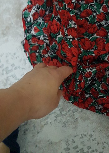 Kırmızı Desenli Bohem Uzun Elbise - Görsel 3