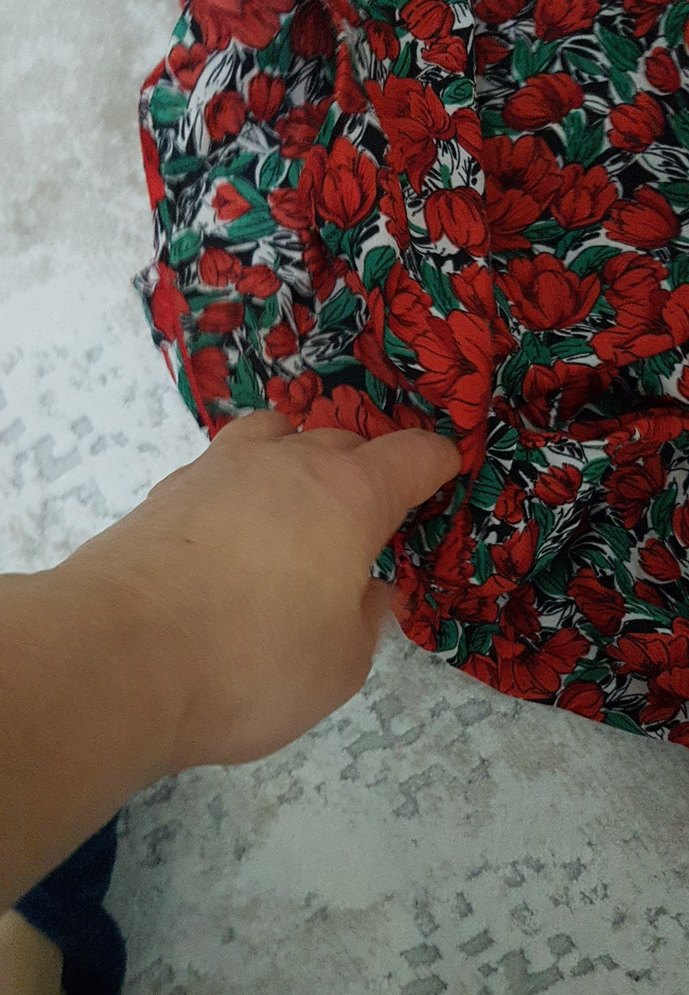 Kırmızı Desenli Bohem Uzun Elbise - Görsel 3